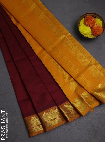 Maroon & Mustard Yellow Semi Silk Cotton Saree