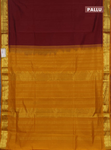Maroon & Mustard Yellow Semi Silk Cotton Saree