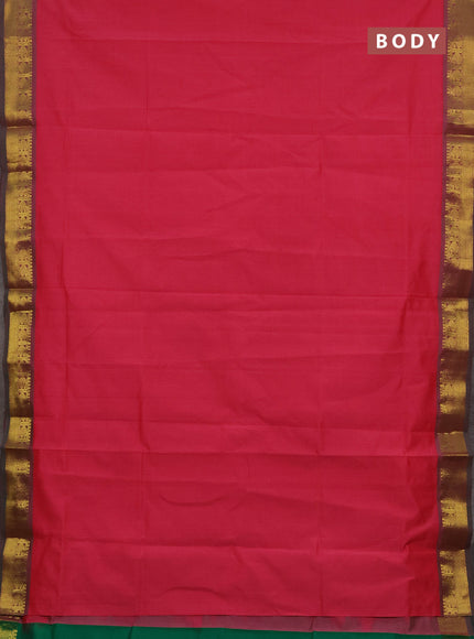 Pink & Green Semi Silk Cotton Saree