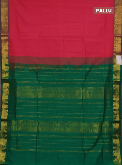 Pink & Green Semi Silk Cotton Saree