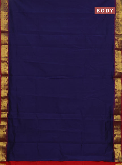 Navy Blue & Red Semi Silk Cotton Saree