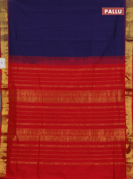 Navy Blue & Red Semi Silk Cotton Saree