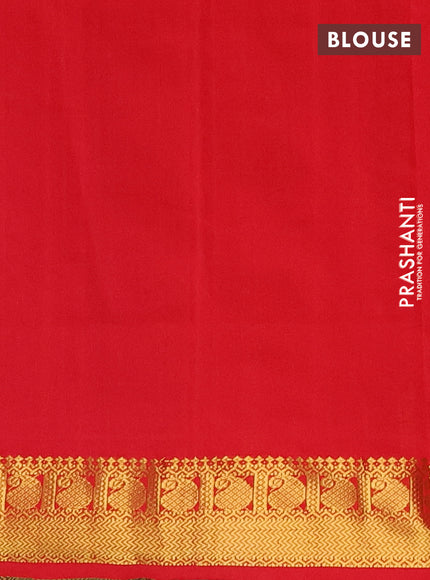 Navy Blue & Red Semi Silk Cotton Saree