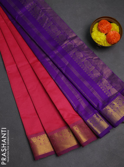 Pink & Purple Semi Silk Cotton Saree