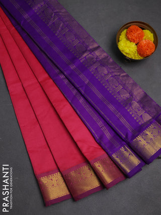 Pink & Purple Semi Silk Cotton Saree