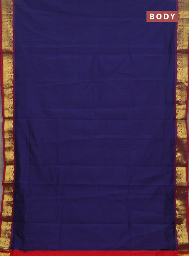 Navy Blue & Red Semi Silk Cotton Saree