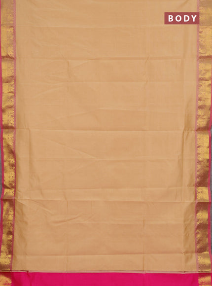 Sandal & Pink Semi Silk Cotton Saree