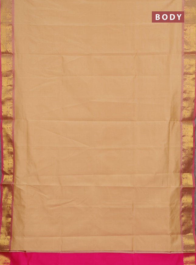 Sandal & Pink Semi Silk Cotton Saree