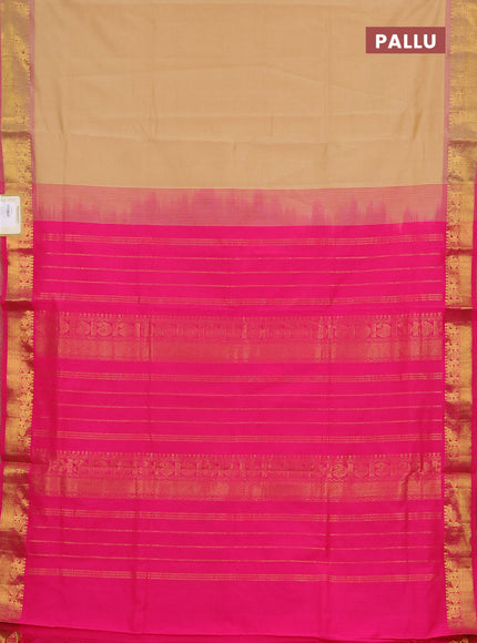 Sandal & Pink Semi Silk Cotton Saree