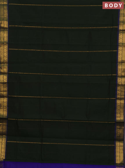 Bottle Green & Blue Semi Silk Cotton Saree - Zari Weaves