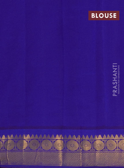 Bottle Green & Blue Semi Silk Cotton Saree - Zari Weaves
