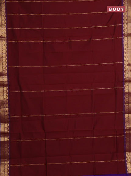 Maroon & Purple Semi Silk Cotton Saree - Zari Weaves