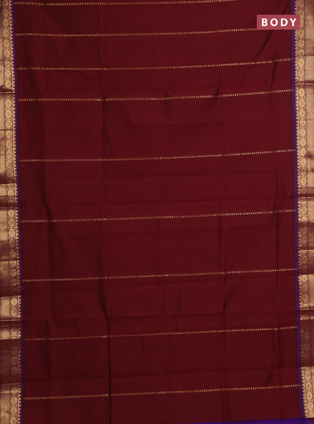 Maroon & Purple Semi Silk Cotton Saree - Zari Weaves