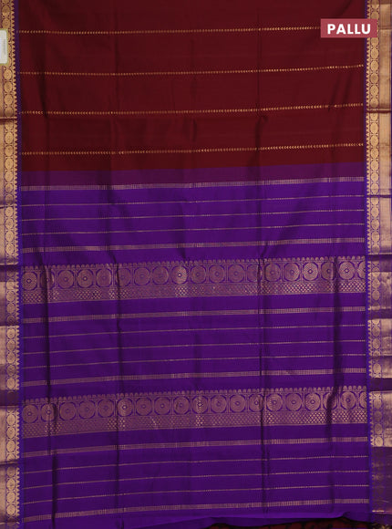 Maroon & Purple Semi Silk Cotton Saree - Zari Weaves