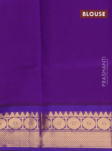 Maroon & Purple Semi Silk Cotton Saree - Zari Weaves