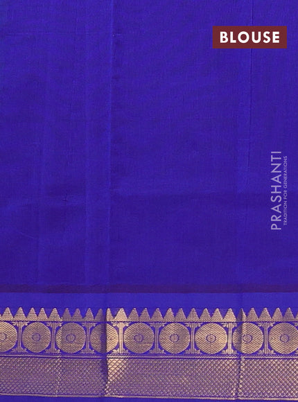 Teal Green & Blue Semi Silk Cotton Saree - Zari Weaves
