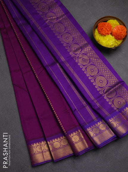 Purple & Violet Semi Silk Cotton Saree - Zari Weaves