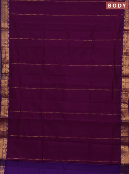 Purple & Violet Semi Silk Cotton Saree - Zari Weaves