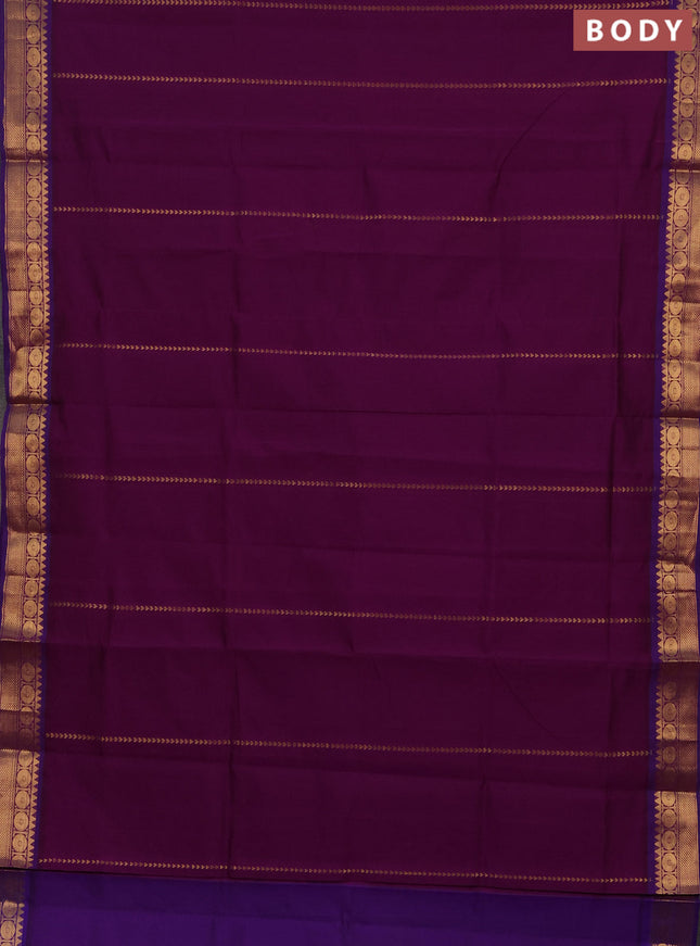 Purple & Violet Semi Silk Cotton Saree - Zari Weaves