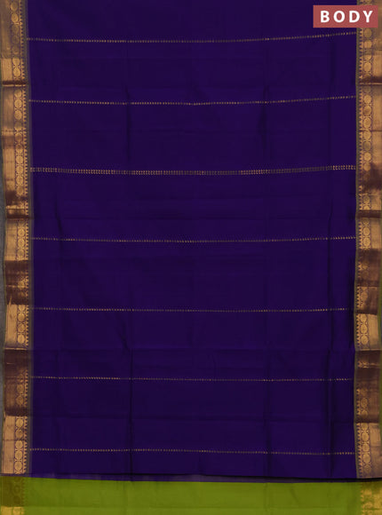Blue & Green Semi Silk Cotton Saree - Zari Weaves