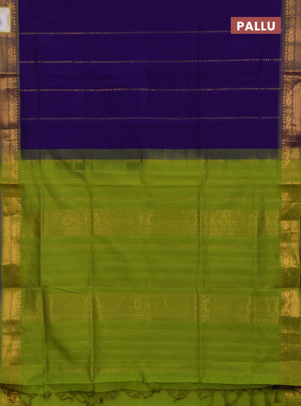 Blue & Green Semi Silk Cotton Saree - Zari Weaves