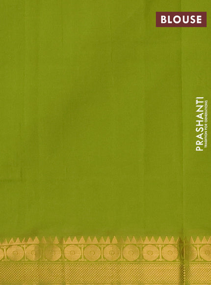 Blue & Green Semi Silk Cotton Saree - Zari Weaves