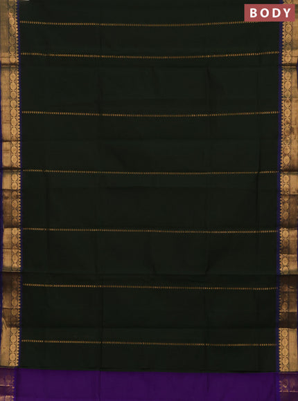Bottle Green & Purple Semi Silk Cotton Saree - Zari Weaves