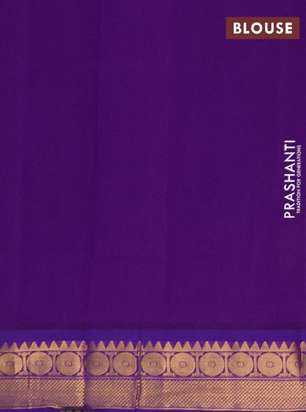 Bottle Green & Purple Semi Silk Cotton Saree - Zari Weaves