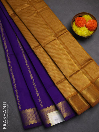 Violet & Mustard Yellow Semi Silk Cotton Saree - Zari Weaves
