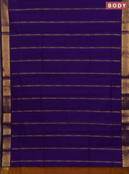 Violet & Mustard Yellow Semi Silk Cotton Saree - Zari Weaves