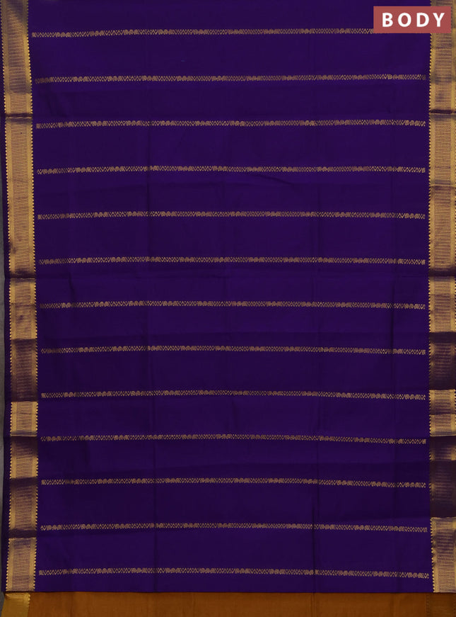 Violet & Mustard Yellow Semi Silk Cotton Saree - Zari Weaves