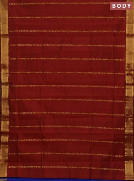 Maroon & Blue Semi Silk Cotton Saree - Zari Weaves