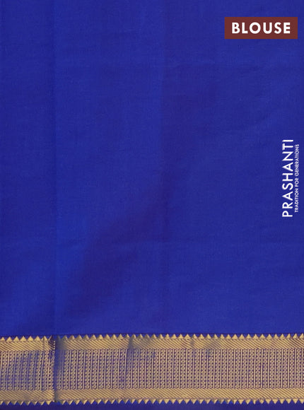 Maroon & Blue Semi Silk Cotton Saree - Zari Weaves