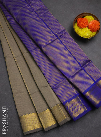 Green & Blue Semi Silk Cotton Saree - Zari Weaves