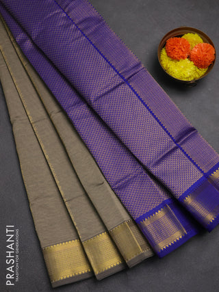 Green & Blue Semi Silk Cotton Saree - Zari Weaves
