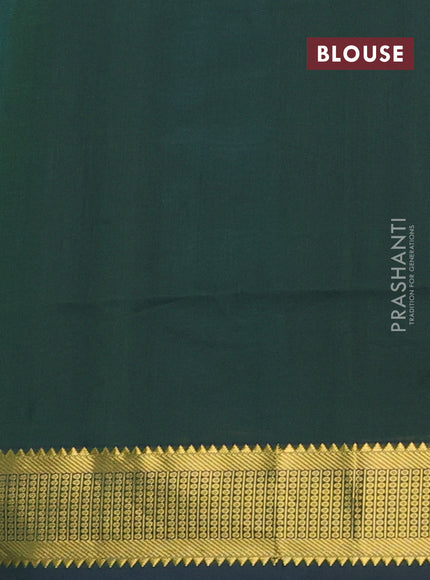 Teal Green & Bottle Green Semi Silk Cotton Saree - Zari Weaves