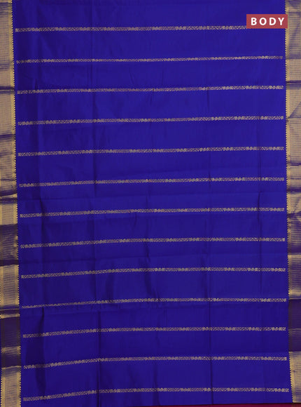 Blue & Magenta Pink Semi Silk Cotton Saree - Zari Weaves