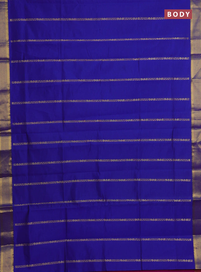 Blue & Magenta Pink Semi Silk Cotton Saree - Zari Weaves