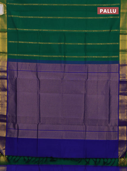 Green & Blue Semi Silk Cotton Saree - Zari Weaves