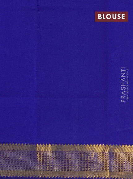Green & Blue Semi Silk Cotton Saree - Zari Weaves