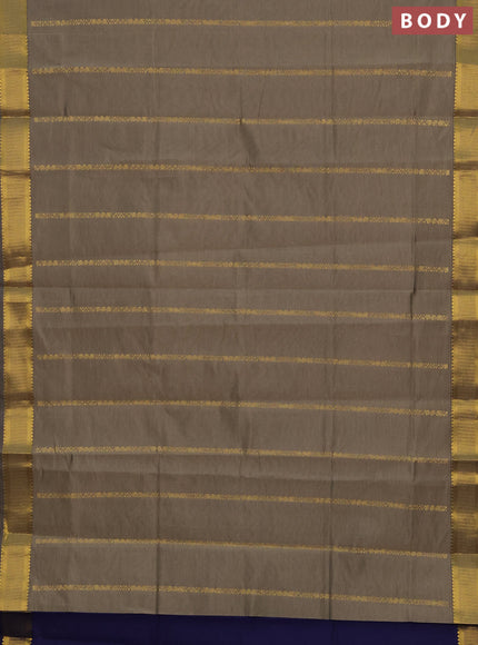 Green & Navy Blue Semi Silk Cotton Saree - Zari Weaves