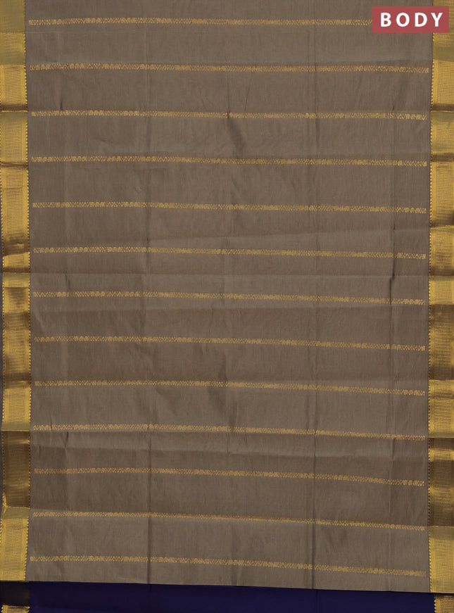 Green & Navy Blue Semi Silk Cotton Saree - Zari Weaves