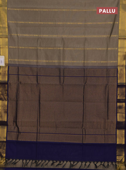 Green & Navy Blue Semi Silk Cotton Saree - Zari Weaves