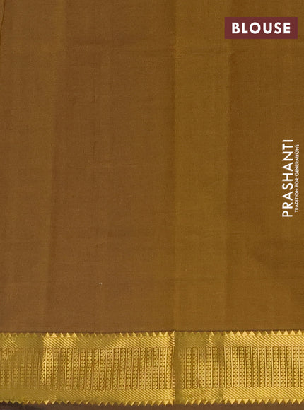 Blue & Mustard Green Semi Silk Cotton Saree - Buttas