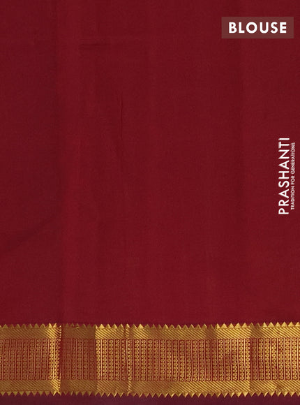 Bottle Green & Maroon Semi Silk Cotton Saree - Buttas