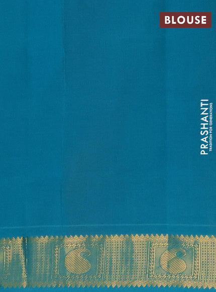 Orange & Teal Blue Semi Silk Cotton Saree - Zari Weaves
