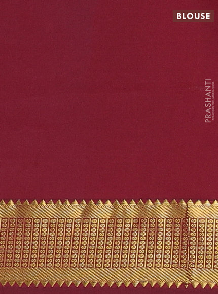 Peacock Blue & Maroon Semi Silk Cotton Saree - Buttas