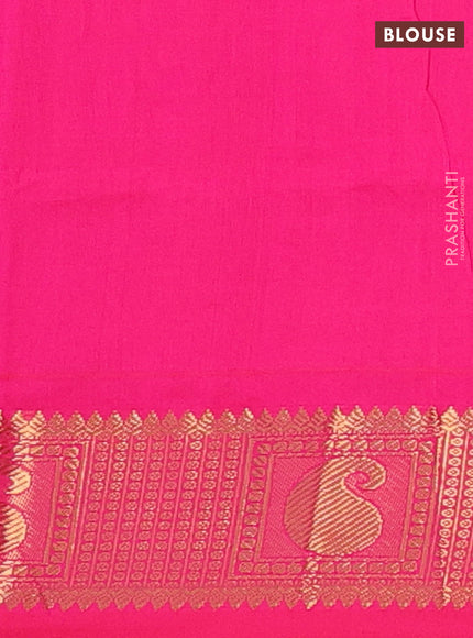 Teal Green & Pink Semi Silk Cotton Saree - Zari Weaves