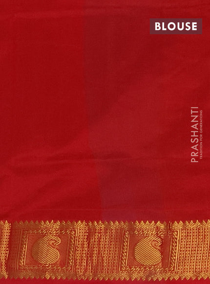Cs Blue & Red Semi Silk Cotton Saree - Zari Weaves