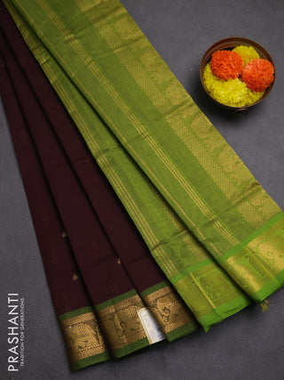 Maroon & Green Semi Silk Cotton Saree - Buttas